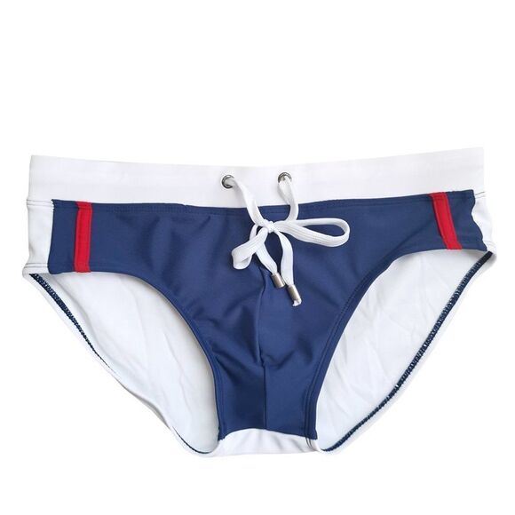 Men's color contrasting outer draw string swim briefs speedo swimwear Size XL - Picture 5 of 9
